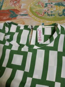 White And Green Coloured Top