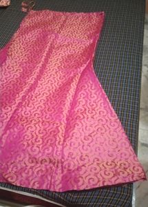 Golden Kurti With Pink Skirt Set
