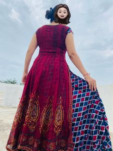 Brown Double Layer Long Dress