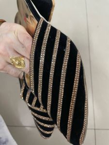 Embellished Black Velvet Mules