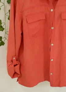 Coral Jacquard Button-Down Shirt