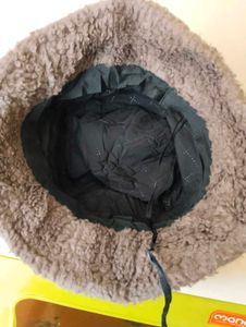 Fuzzy Gray Bucket Hat flawless condition 👍🏻