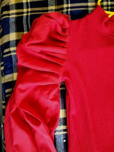 red ruffle top