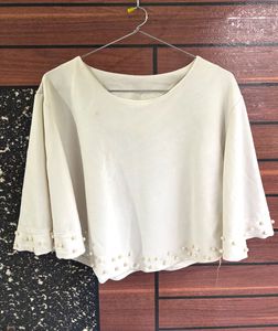 Cape Style Pearl Embellished Top