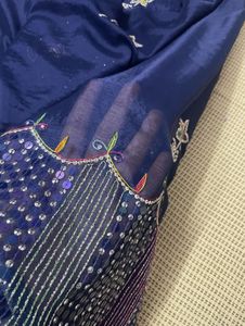 Navy Blue Sequins Heavy Saree