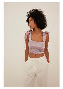 Mauve Cup Detail Satin Top