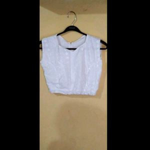 White Sleeveless Crop Top