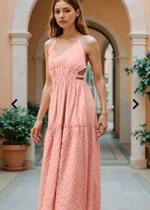 Shein Halter Neck Cinched Waist Maxi A-Line Dress