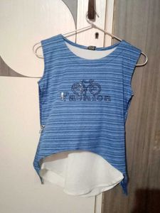 Blue Striped Fashion Top