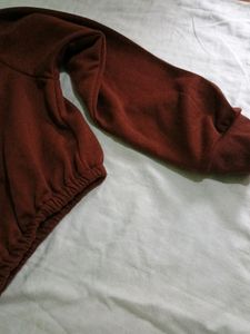 Cute V Neck Crop Sweatshirt 🤎