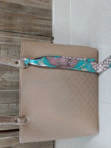 Beige Quilted Tote Bag