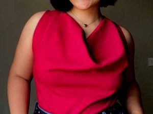 Cowl Neck Red Top