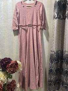 Pink Maxi Dress with Cutout Detail