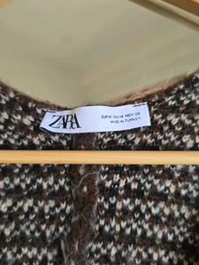 ZARA Limited Edition Houndstooth Fringe Poncho