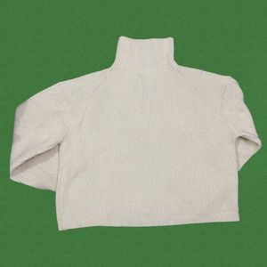 Cream Knit Half-Zip Pullover