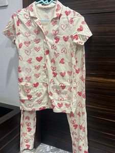 Heart Print Night suit