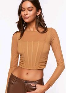 Forever 21 Sheer Corset-Style Crop Top