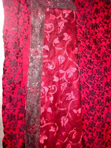 Red net dual saree