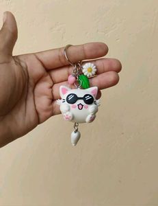 Gojo Cat Clay Charm Keychain 🤍