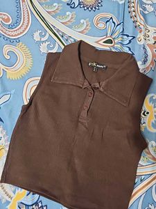 Brown Sleeveless Crop Top