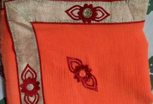 Orange Embroidered Sari