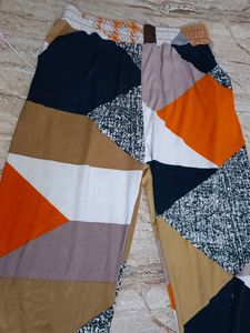 Patchwork Print Casual Pants