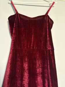 Burgundy Velvet Midi Dress