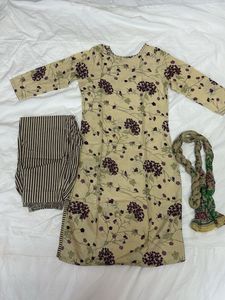 Beige Suit Set For Daily Wear