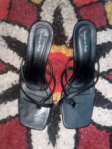 Black Strappy Block Heel Sandals