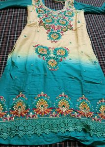 Embroidered Teal Salwar Kameez