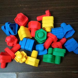 Vintage Plastic Bolt & Nut Toy Pieces