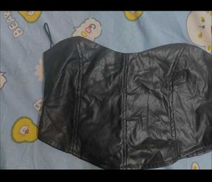 Black Faux Leather Tube Top