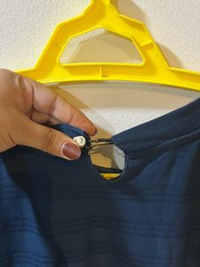 Blue Sleeve Cutout Top