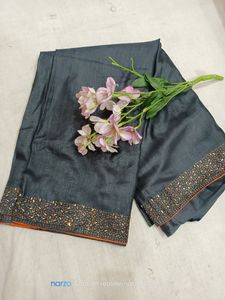 Black Saree With Stone Detailing