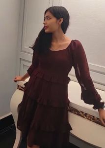 Beautiful Maroon Flared One Piece Dress