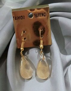 Gold Glitter Teardrop Earrings