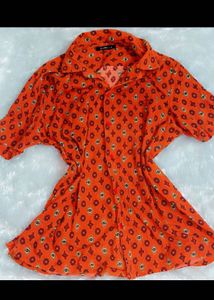 Funky Orange Print Shirt
