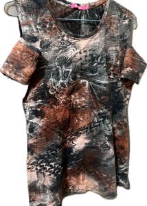 Stylish Print Cold Shoulder Top