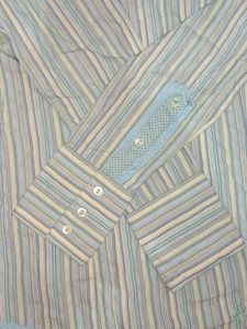 Striped Button-Up Shirt Blue Long (S)