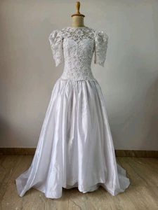 Vintage Lace & Satin Wedding Gown