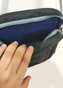 Unisex Black And Red Sling bag (Crossbody)