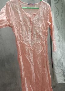 Peach Embroidered Kurta