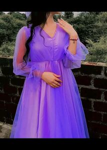 Beautiful Levender Long Gown💜with Hair Bow🎀