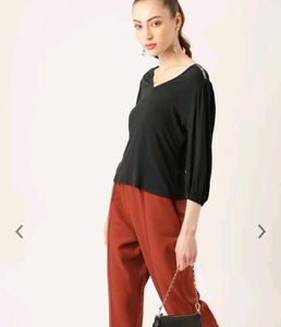 Dressberry Black Solid Regular Top