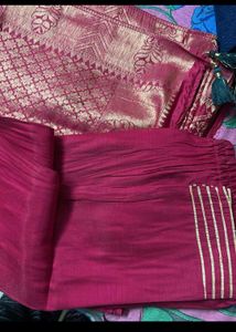 Teal Embroidered Kurti with Dupatta