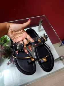 Black Flower Sandals NEW UNUSED