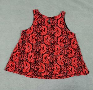 Red Lace Sleeveless Tank Top