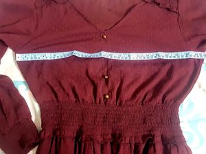 Burgundy Ruffle Midi Dress