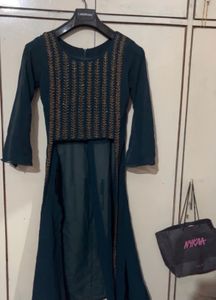 Teal blue lehenga with dupatta