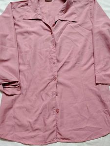 Pink 3/4 Sleeve Button-Down Shirt